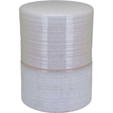 Imagem de Banqueta Cerâmica 44x32x32cm Marfim Banco Decorativo Jardim Garden