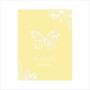Imagem de Caderno A5 Personalizado Borboleta para Anotações com Nome na Capa, Caderneta 96 Folhas Capa Dura, Caderno Sem Pauta ou Pautado, Caderno Espiral para Estudos e Organização (Amarelo)