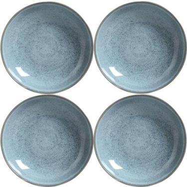 Imagem de Jogo 4 Pratos Fundo Cerâmica 22,5cm Azul Bio Brezze 830ml Porto Brasil