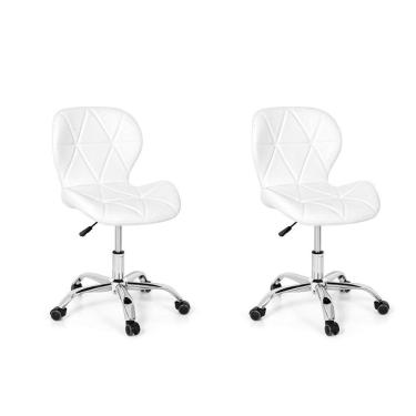Imagem de Conjunto 02 Cadeiras Office Eiffel Slim Base Giratória Branca