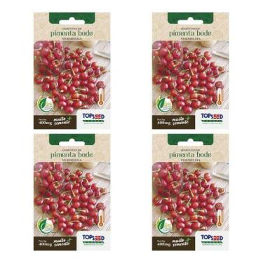 Imagem de Kit 4 Sementes Pimenta Bode Vermelha Saborosa Ótima Produção - Topseed