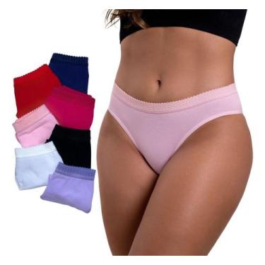 Imagem de Kit 5 Calcinhas Cós Largo Agodão Conforto Tanga Feminina - Fashionsell