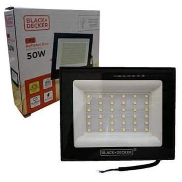Imagem de Refletor Holofote Eco Led 50w Luz Quente 3000K Amarelo IP65 - Black+De