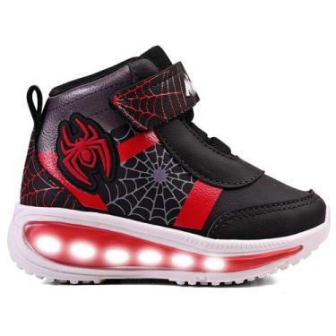 Imagem de Tênis Infantil LED Botinha Menino Calce Fácil Aranha Confortável - Min