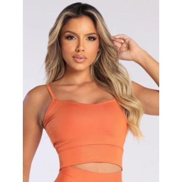 Imagem de Top De Academia Feminino Cropped Faixa Alcinha Casual Básico Liso com 