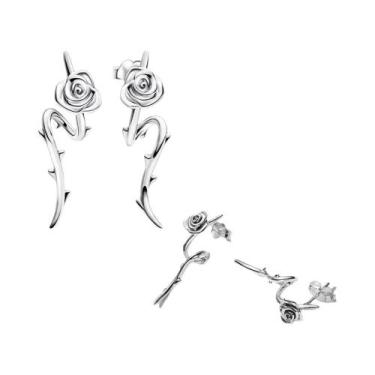 Imagem de Colar E Brincos Femininos De Prata Esterlina 925 Com Pingente Grande R