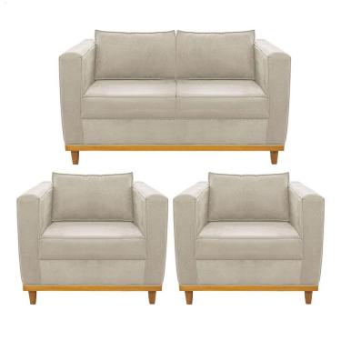 Imagem de Kit Sofá 2 Lugares E 2 Poltronas Europa Suede Bege