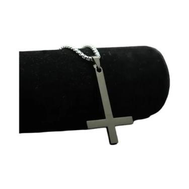 Imagem de Colar Masculino E Juvenil De Aço Inoxidável Com Pingente De Cruz E Cír