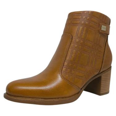 Imagem de Bota Cano Baixo Feminino Couro Elegante Conforto Pegada