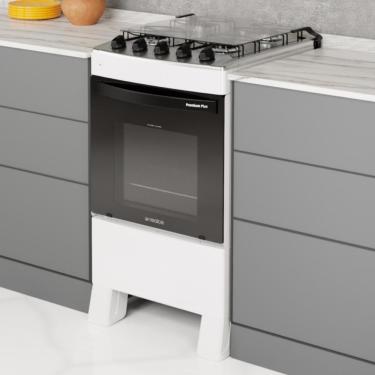 Imagem de Fogão 4 Bocas A Gás Com Tampa Bivolt Premium Plus Realce Cr227 Branco Bivolt