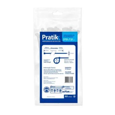 Imagem de Abraçadeira de Nylon Branca 370mmX7.0mm Com 50 Unidades Pratik