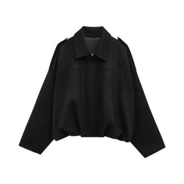 Imagem de Jaqueta Feminina Verde Oliva De Camurça Sintética Com Gola, Caimento S