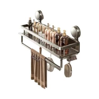 Imagem de Prateleira De Banheiro Com Ventosa Sem Furos, Suporte De Alumínio Susp