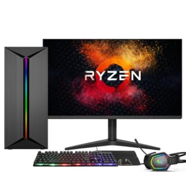 Imagem de PC Gamer Completo Amd Ryzen 5 5600g, Gráficos Radeon Vega 7, 16gb Ddr4, SSD 256gb, Fonte 500w, Monitor 21.5" 75hz, 3green Force - 3f-013