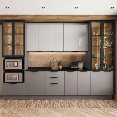 Imagem de Cozinha Completa Lumina 14 Portas 4 Gavetas 917469 Cinza/Lacca - Telasul