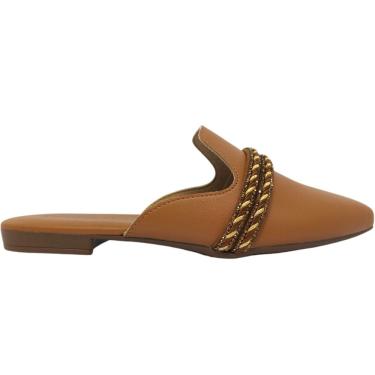 Imagem de Mule Feminino Casual Social Dia a Dia Passeio Trabalho Bico Fino Com Strass Conforto Be...