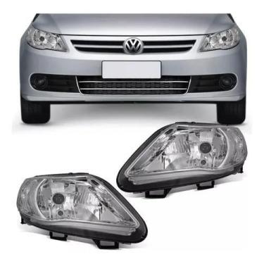 Imagem de Par Farol Gol Voyage Saveiro G5 2009 a 2012 Cromado Foco Simples - DFE