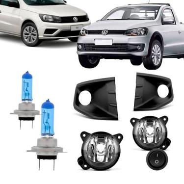 Imagem de Kit Farol de Milha Saveiro Gol G6 + Par Lâmpadas Super Brancas 8500k E