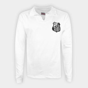 Imagem de Camisa Polo Retrô Santos Manga Longa 62/63 N 10 Athleta Masculina, Bra