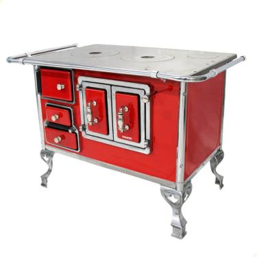 Imagem de Fogão a Lenha Tradicional Venâncio N°2 Porta Dupla Vermelho Sem Tampa Direito 21778