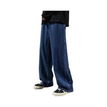 Imagem de Calças Jeans Casuais Largas Masculinas Estilo Coreano Streetwear Haraj