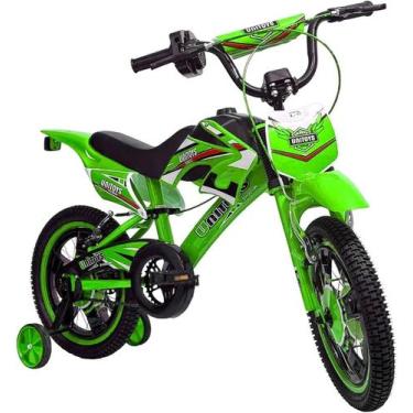 Imagem de Bicicleta Infantil Moto Cross Aro 16 Rodinhas Verde - Unitoys