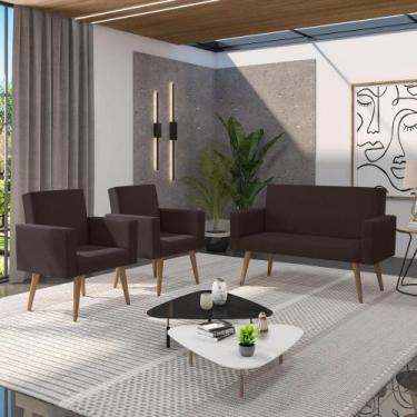 Imagem de Kit Sófa 2 Lugares E 2 Poltronas Para Sala De Estar Recepção - Móveis 