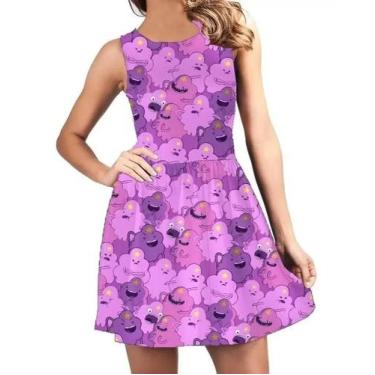 Imagem de Vestido Godê Rodado Feminino Personalizado Desenho Hora de Aventura Pr