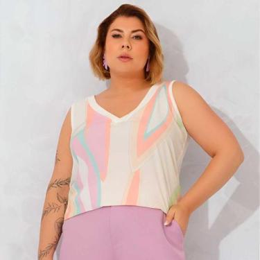 Imagem de Regata Feminina Cavada Plus Size Malha Tricot/Sephora - ESSENCE, Branc