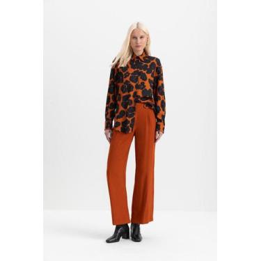 Imagem de Camisa feminina animal print essendi, Laranja escuro, M