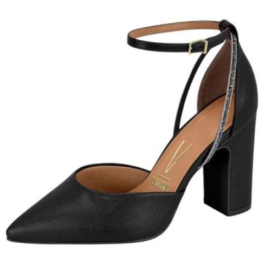 Imagem de Sapato Feminino Scarpin Salto Médio Strass Social Vizzano, Preto, 34