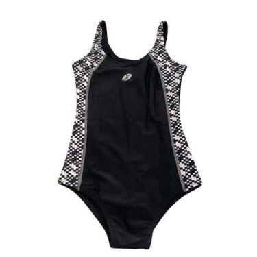 Imagem de Maiô de Natação Just Fit Infantil JMI 05, Preto, Branco, 4