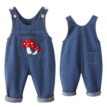 Imagem de Macacão infantil Jean, calça suspensa Happy Cherry