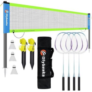 Imagem de Conjunto de rede de badminton ao ar livre Olybeaka de 6 m com 4 raquet