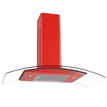 Imagem de Coifa Nardelli de Parede Clean Vidro Curvo Vermelha 90cm, 220V, Vermel