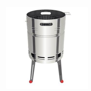 Imagem de Churrasqueira a Carvão para Uso Doméstico Aço Inox com Bandeja em Aço Esmaltado Inox Tramontina TCP 400