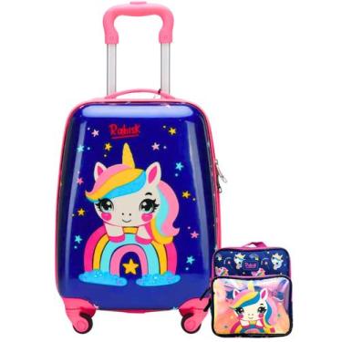 Imagem de Kit Unicórnio Mini Mala Viagem Bordo + Lancheira Térmica - Rabisk, Azu