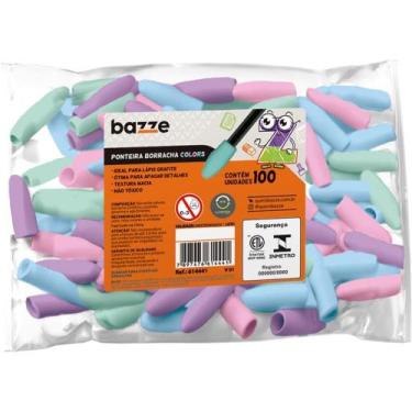 Imagem de Borracha Ponteira Bazze Cores Pastel - Pacote com 100 Unidades - Summi