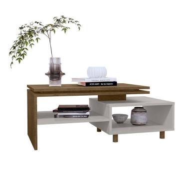 Imagem de Mesa de Centro Lima Retangular Madeira 90CM Naturalle e Off White