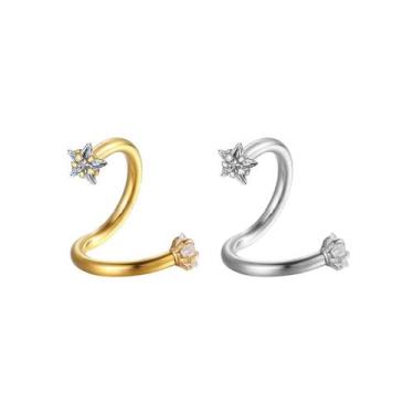 Imagem de Piercing Twister Pedra Estrela Aço Cirúrgico 316L Ouro PVD - Piercing 