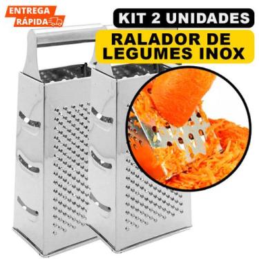 Imagem de Raladores Kit Com 02 Peças Em Aço Inox 21 cm De 4 Faces Ralador Corte 