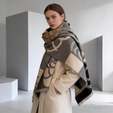 Imagem de Cachecol Lenço Feminino Dupla Face Longa Estampado Floral Inverno(CC06