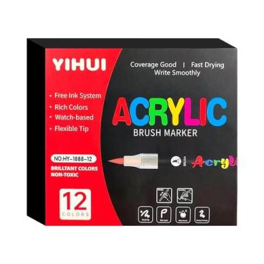 Imagem de Canetas De Tinta Acrílica Em Cores Sortidas Com Ponta De Pincel Para A