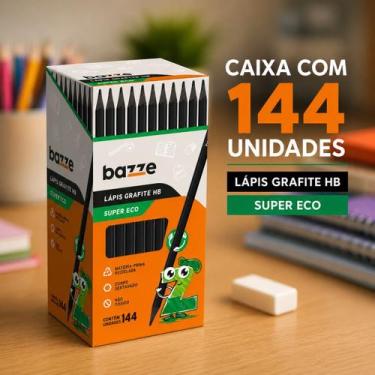 Imagem de Caixa Com 144 Lápis Grafite HB Bazze Super Eco Sextavado Não Tóxico Es