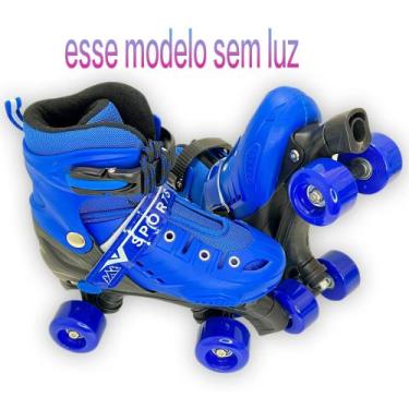 Imagem de Patins Infantil 4 Rodas (sem luz) Com Kit Proteção Menina Menino  Meno