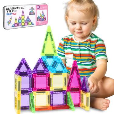Imagem de Mini Blocos De Montar Magnéticos Brinquedo 38 Peças Brastoy Brinquedo 