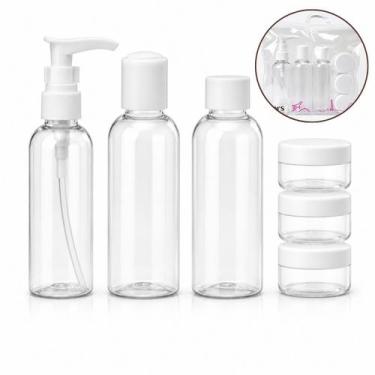 Imagem de Kit 6 Frascos Viagem 3 frascos 90ml e 3 Recipientes 10ml - Yins