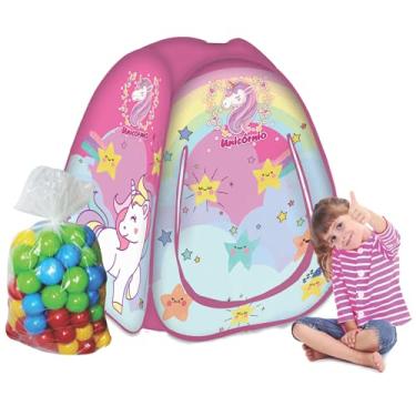 Imagem de Fabrincando Ideias Toca Barraca Infantil Pop Up com 50 Bolinhas Unicórnio