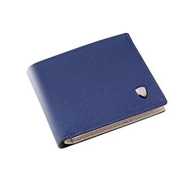 Imagem de Carteira curta masculina, carteira simples horizontal de cor lisa, carteira dobrável masculina, azul estudante