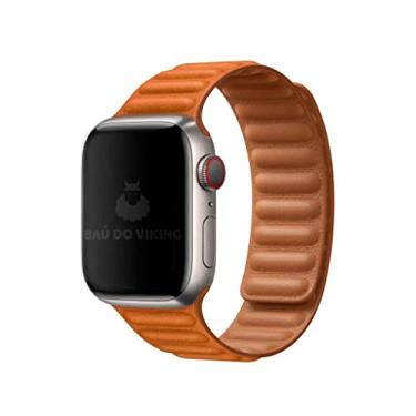 Imagem de Pulseira Couro Link, Compatível com Apple Watch (Doce de leite, 42/44/45)